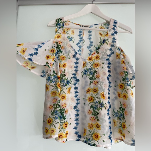 EUC Show Me Your MuMu Women’s Off Shoulder Floral Print V Neck Flowy Blouse XS - Picture 2 of 7